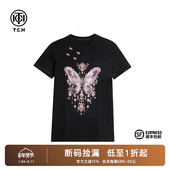 TCH潮牌秋夏新新中式 显瘦气质黑色蝴蝶连衣裙T72B30E9011A