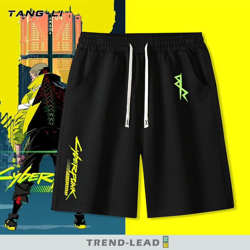 赛博朋克边缘行者Cyberpunk2077联名五分裤子男夏季纯棉短裤宽松