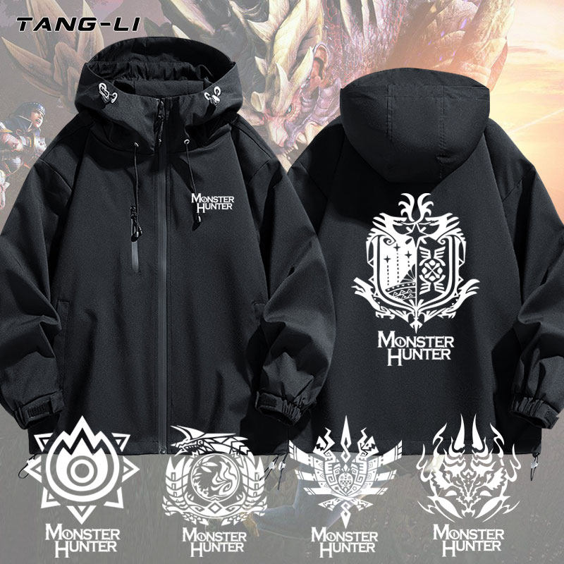 怪物猎人崛起周边徽章冲锋衣夹克男装春秋薄款内胆二次元外套衣服