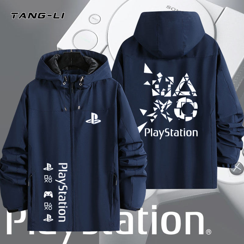 索尼PS游戏机playstation经典PS4连帽冲锋衣男士春秋外套夹克休闲