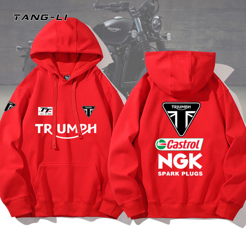英国凯旋Triumph摩托车周边重磅连帽卫衣春秋薄款帽衫印花衣服潮