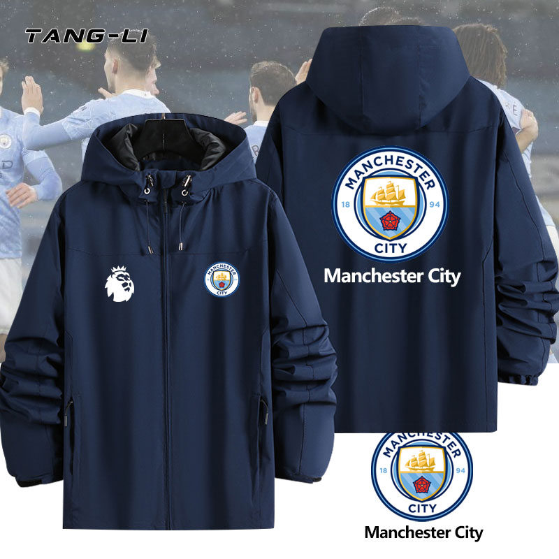 曼彻斯特城足球俱乐部英超球迷周边冲锋衣夹克外套内胆套装衣服冬