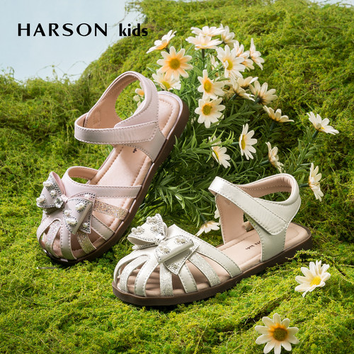 HARSON女童包头蝴蝶结凉鞋
