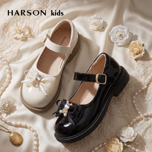 Harsonkids甜美蝴蝶结玛丽珍鞋
