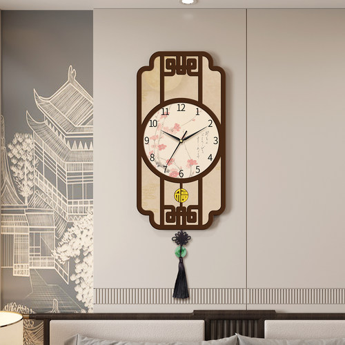 新中式挂钟客厅家用钟表免打孔