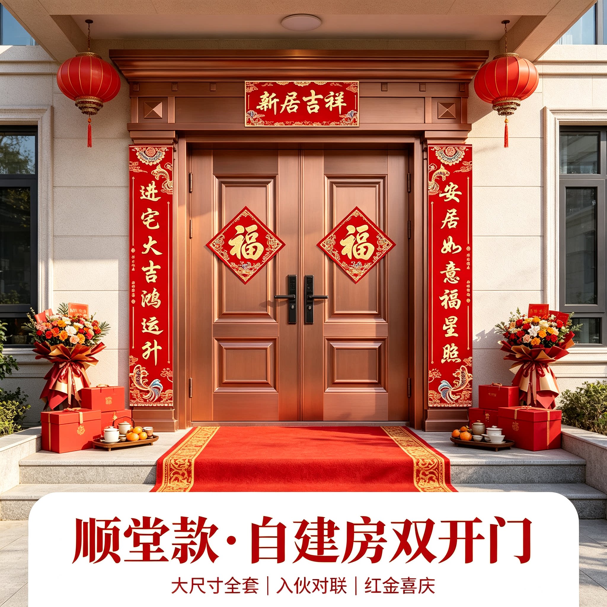 入伙对联农村自建房大门大尺寸全套新房入宅搬家仪式装饰布置用品