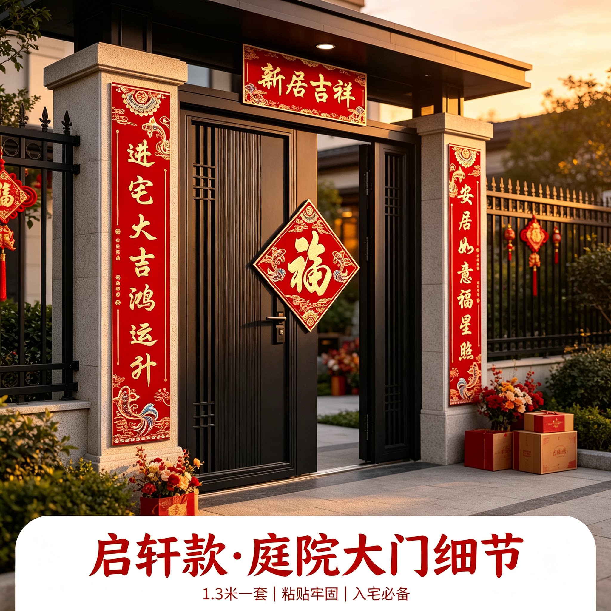 新居吉祥农村大门对联1.3米一套搞定新房入宅搬家仪式装饰用品