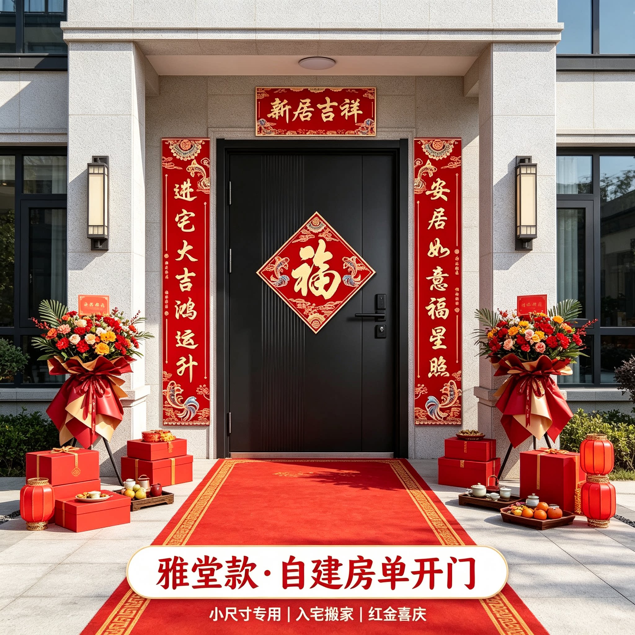 暖居如意农村自建房大门对联小尺寸专用入宅搬家仪式装饰布置用品