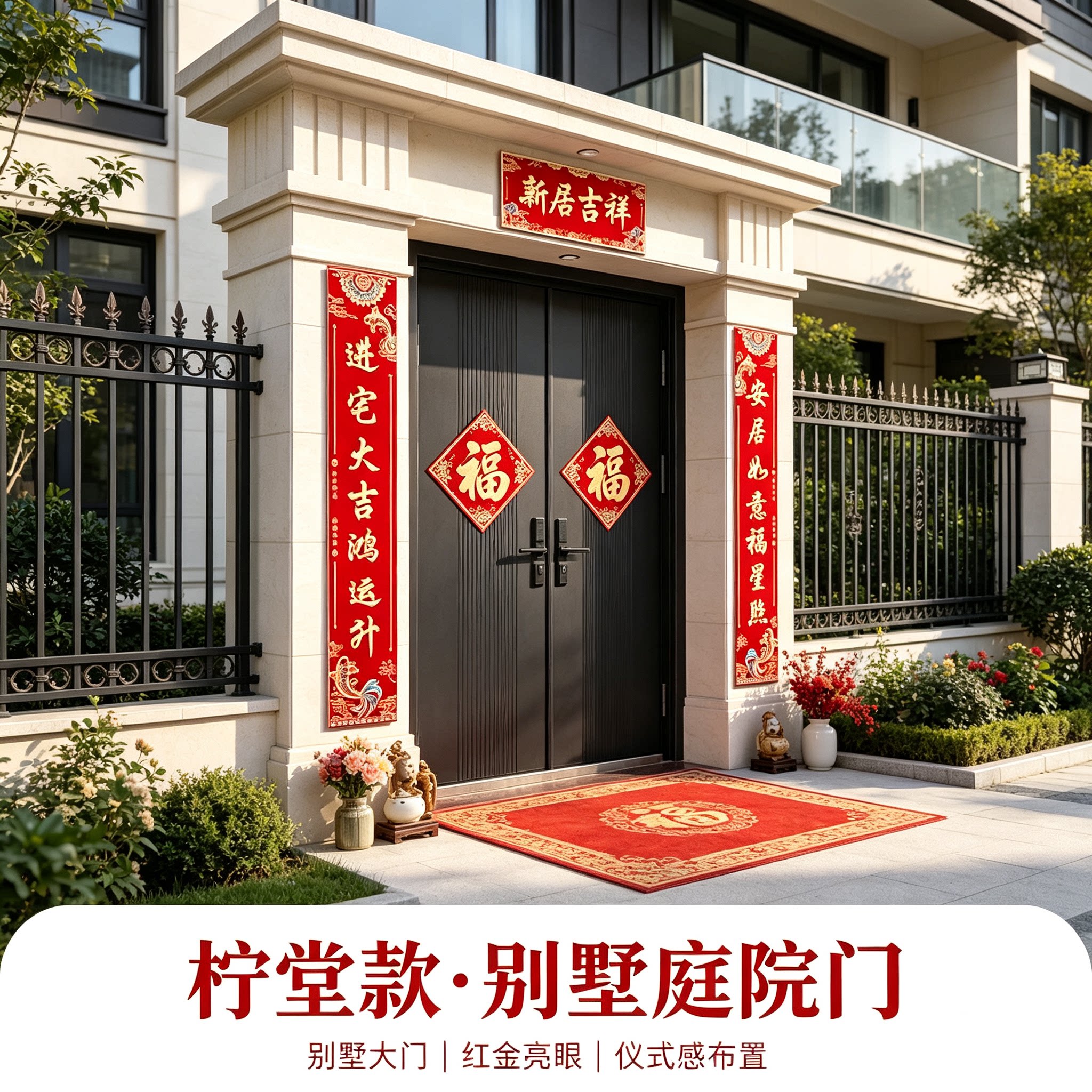 乔迁之喜农村自建房别墅大门对联1.3米全套入宅搬家布置装饰品