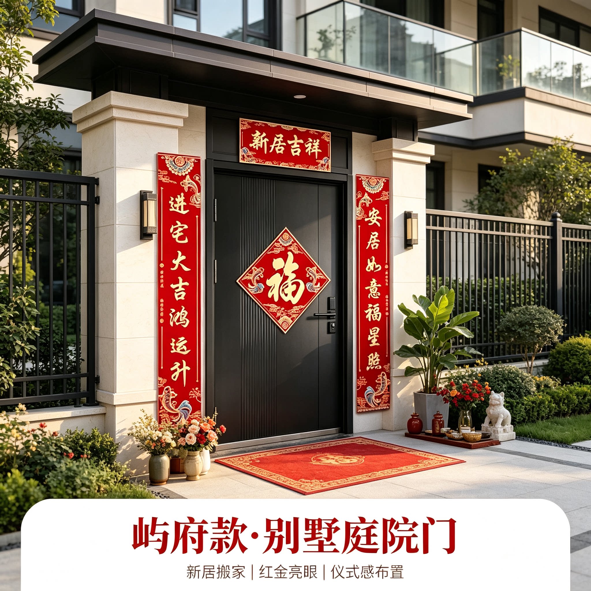 乔迁大喜农村自建房大门对联1.3米实用型新居搬家仪式装饰门贴