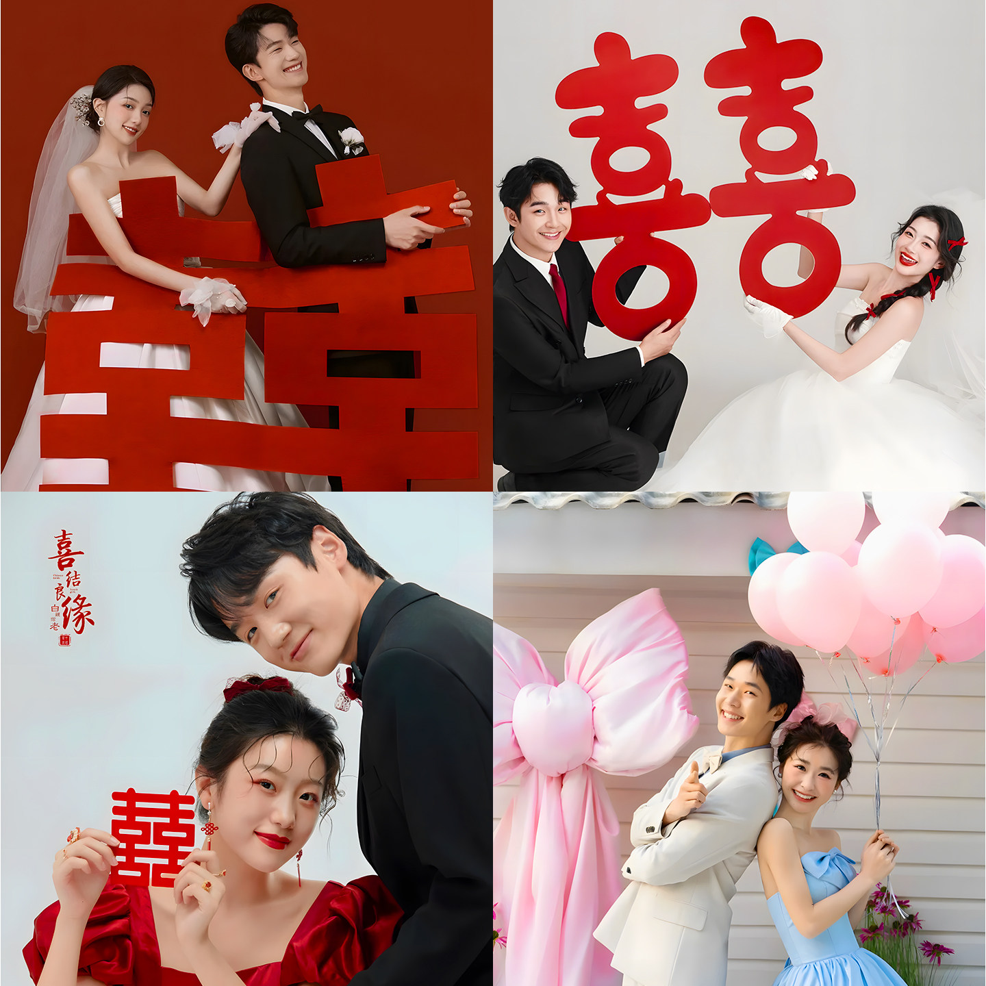 婚纱照影楼大喜字拍照道具领证小众结婚晨袍订婚婚礼结婚专用双囍