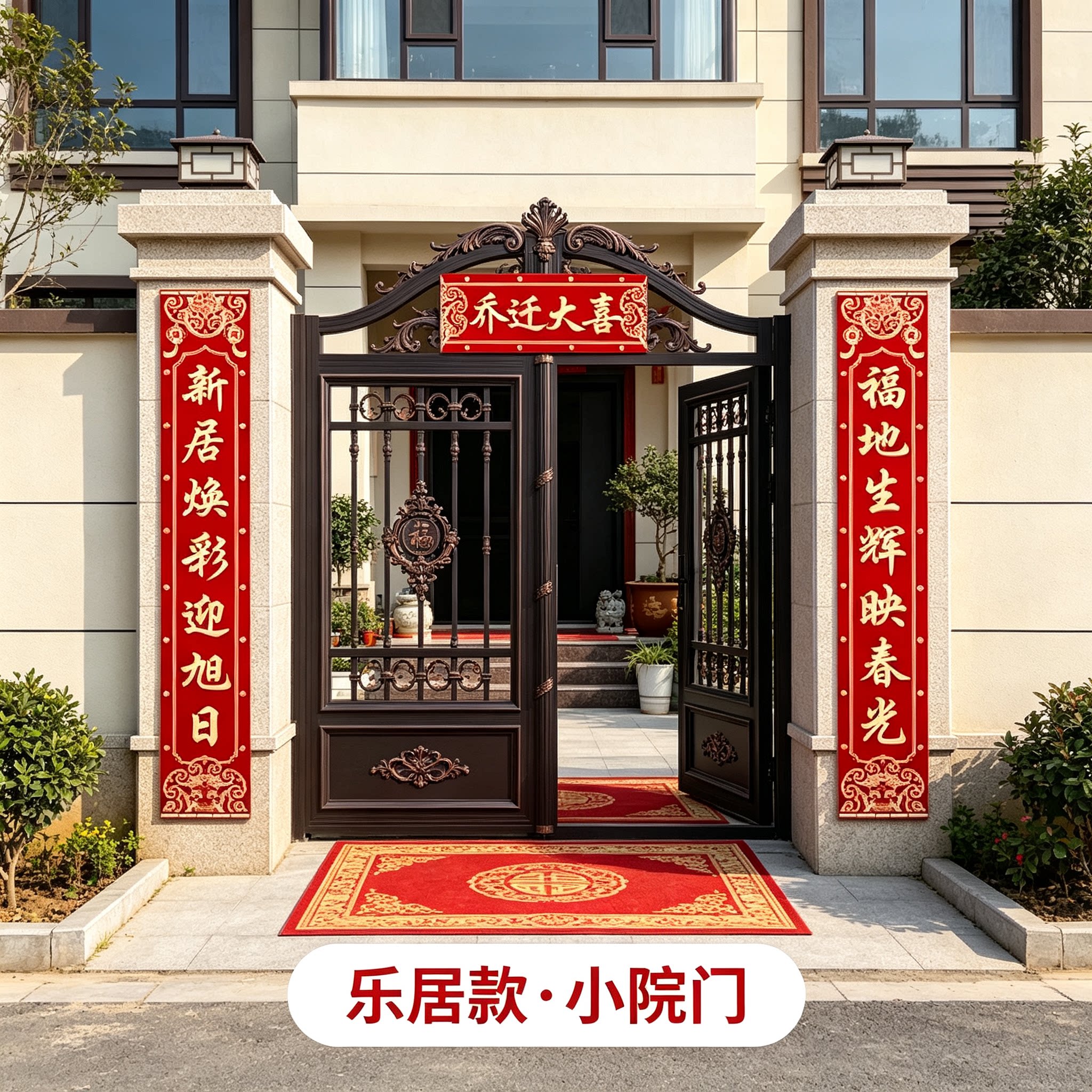 年轻人新房乔迁对联自带背胶入户门全套搬家入宅仪式布置福字门贴