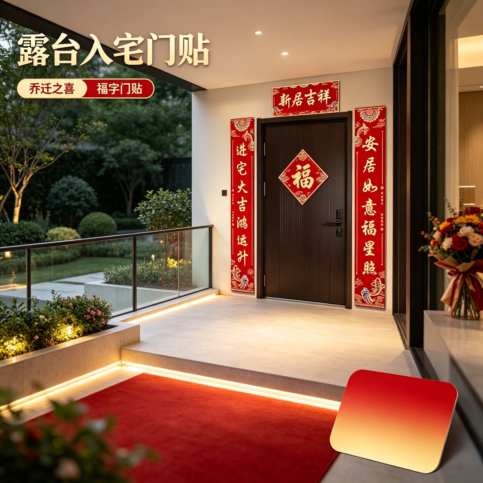 单开门入户小对联新居门口2026新款自粘防水入伙布置装饰用品