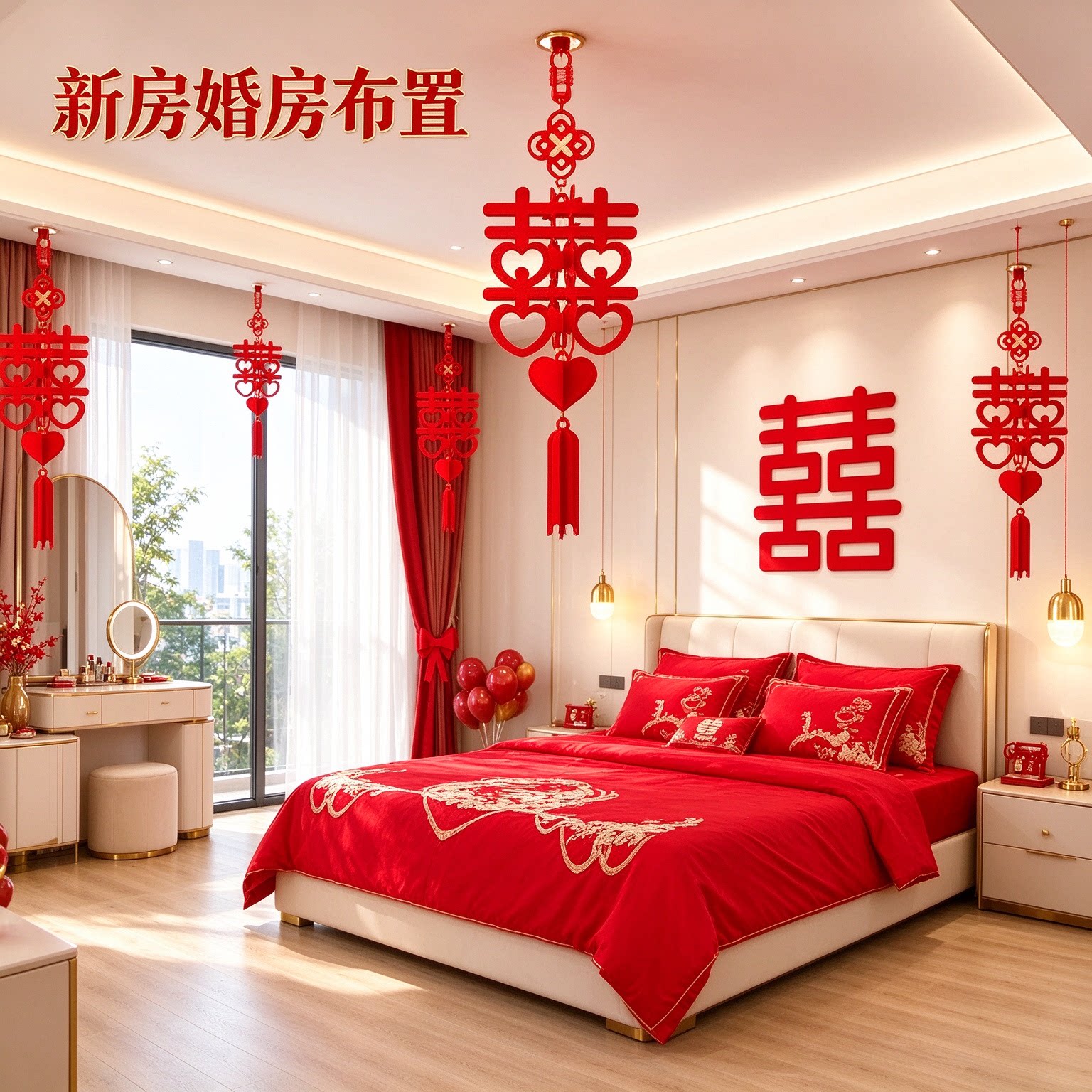 喜字灯笼结婚用品新房婚房布置婚礼婚庆喜事家用自己简单新人一套