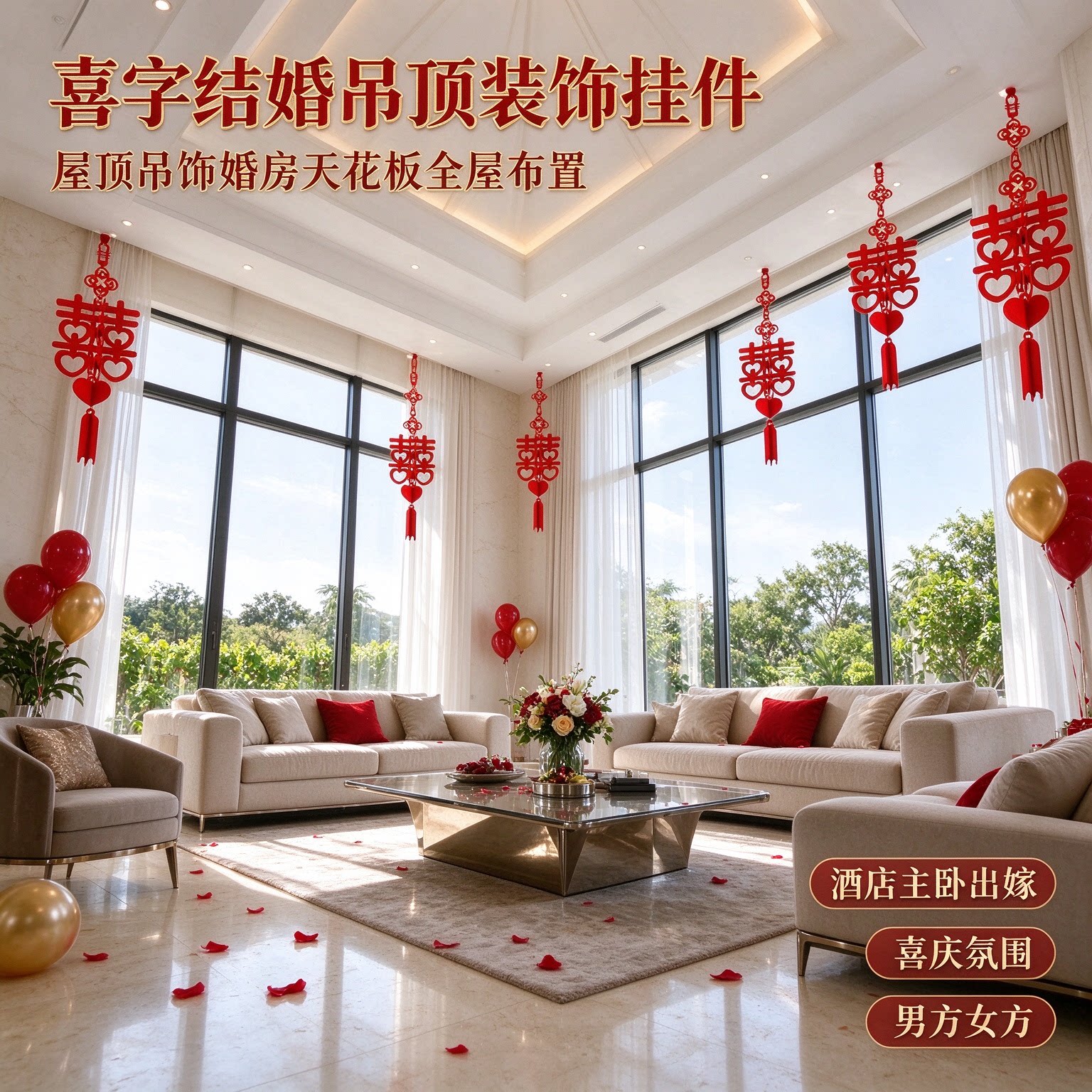 婚庆专用灯笼酒店婚房结婚客厅吊顶全屋布置房顶装饰屋顶吊饰主卧