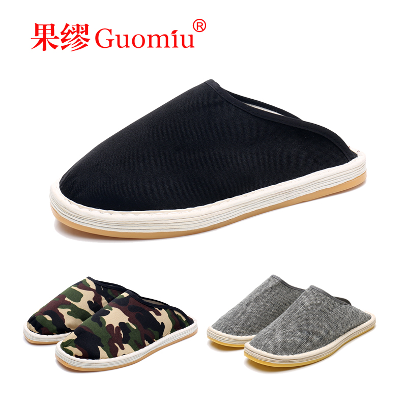 舒适透气吸汗千层底布底拖鞋