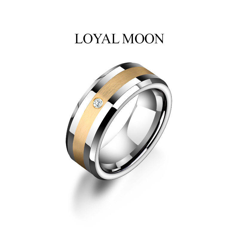 赤月 14K黄金戒指男士指环天然钻戒个性小众霸气单身食指尾戒欧美