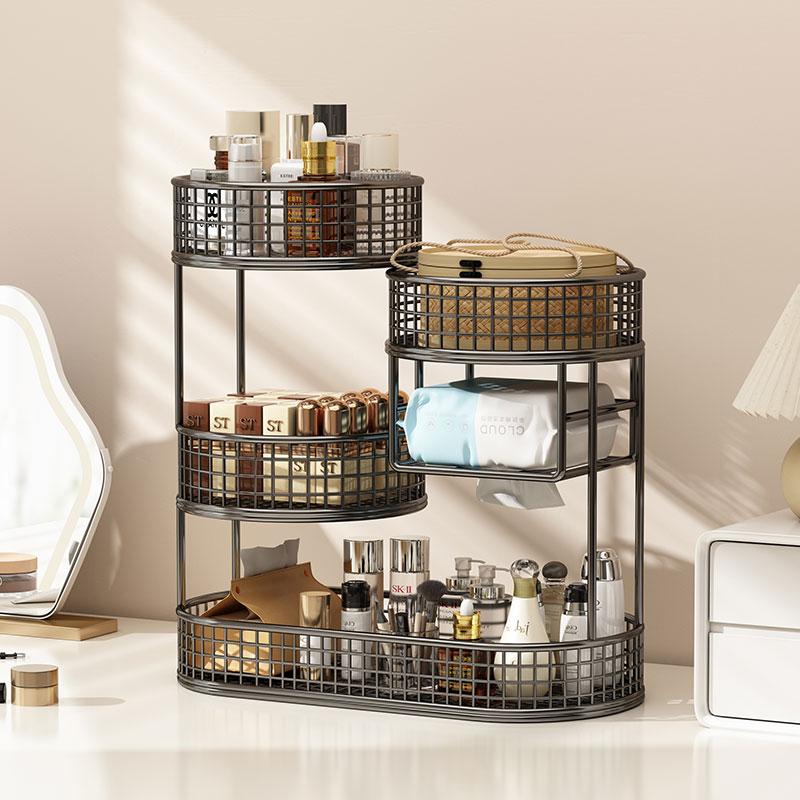 轻奢化妆品收纳盒化妆台置物架子桌面口红护肤品化妆室浴室洗手台