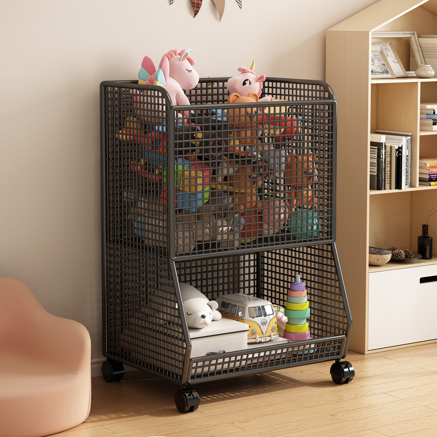 儿童玩具收纳层架收纳柜玩偶置物架收纳柜宝宝零食架整理柜大容量