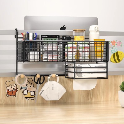 办公桌收纳置物架办公室好物女生工位整理神器悬挂钩式桌面桌边架