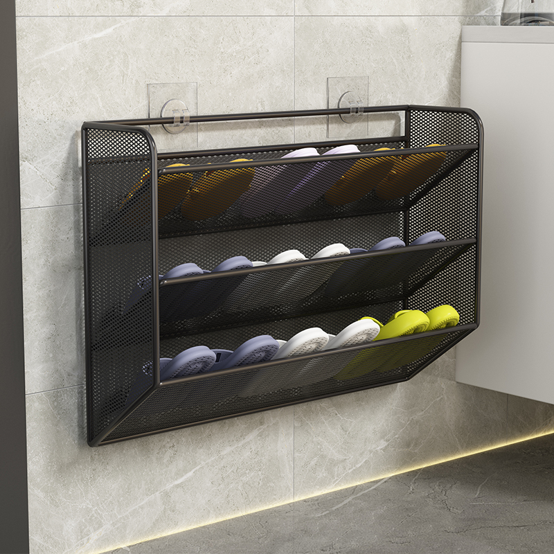 门后鞋架子家用门口挂墙置物架免打孔收纳架多层斜面小窄出租房用