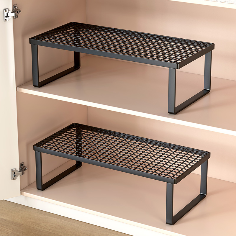 橱柜分层架厨房锅架置物架灶台餐具收纳架水槽下双层锅子分隔架