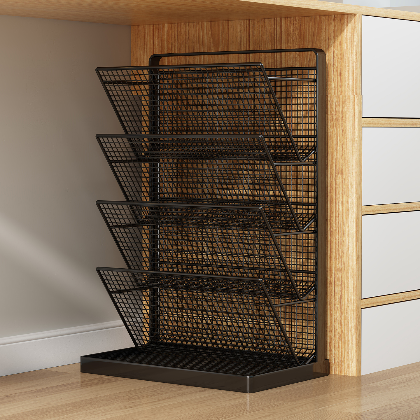 文件收纳架办公桌置物架桌面文件架办公桌收纳盒多层工位整理架多功能A4纸书立架台面文具用品资料档案文件夹