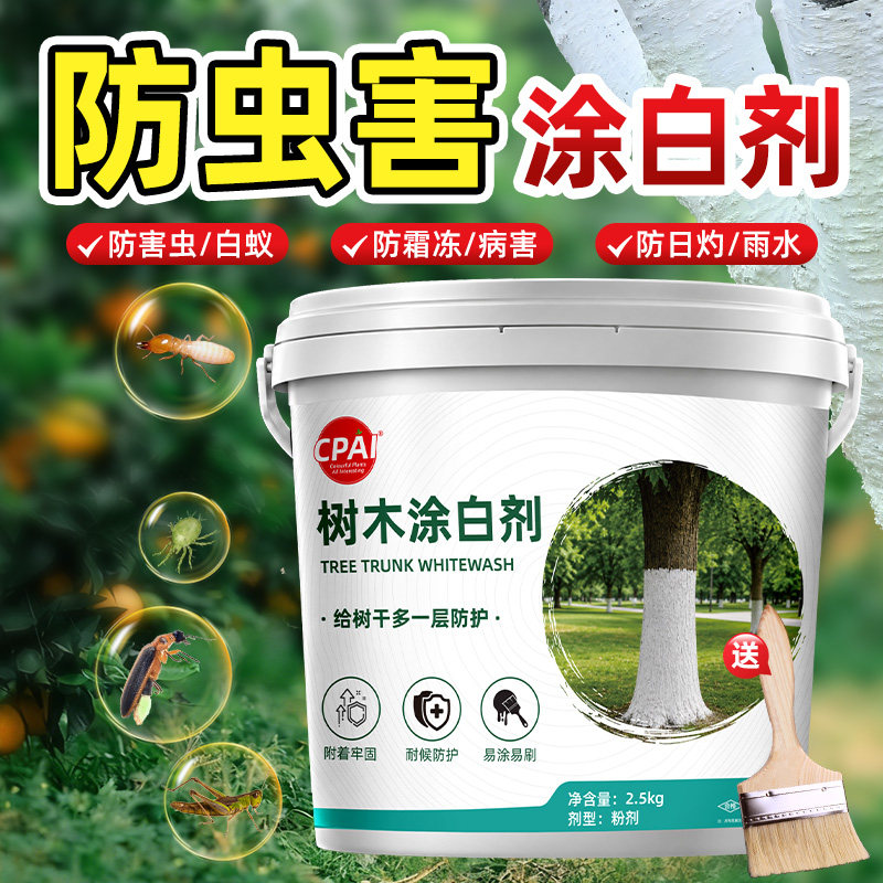 果树树木涂白剂树干防虫防冻杀菌盆景过冬保护白灰冬季石灰粉刷树