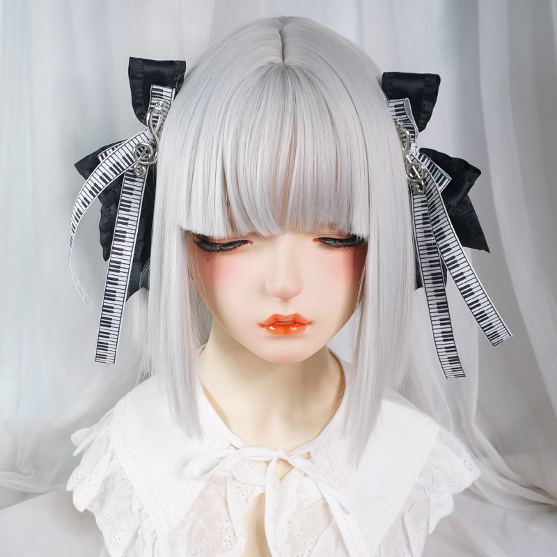 手作暗黑风洛丽塔音符双马尾发夹 钢琴键飘带对夹少女心头饰新款