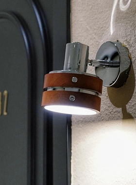 中古风实木壁灯摇臂可旋转卧室床头灯咖啡厅复古艺术装饰招牌墙灯