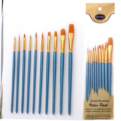 10Pcs  Nylon Artist Paint Brush Watercolor brush painting 1