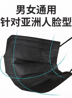 50Pcs Black Face Mask Surgical Disposable Medical 一次性口罩