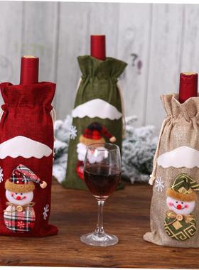 Christmas decorated wine bottle cover cloth bag 圣诞酒瓶套