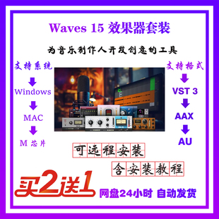 新waves16直播混音录音后期插件效果器套装 远程服务  win/mac