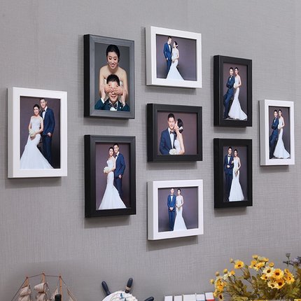 十组合照片墙相框墙婚纱照照片墙装饰一面墙免孔相框