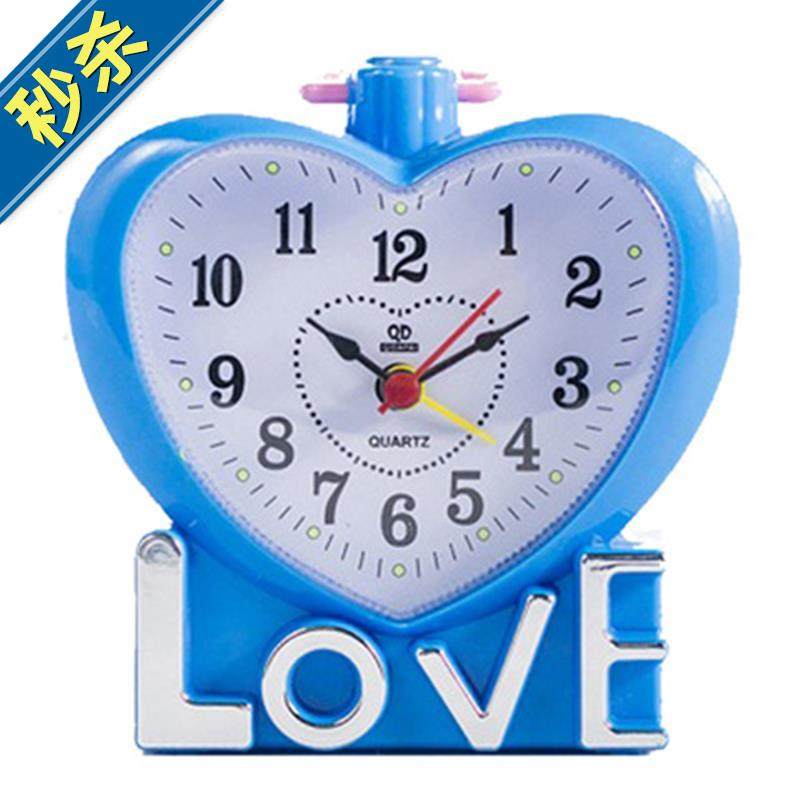 卡通心形闹钟学生床头台钟小闹钟儿童懒人闹表简约电x子时钟表