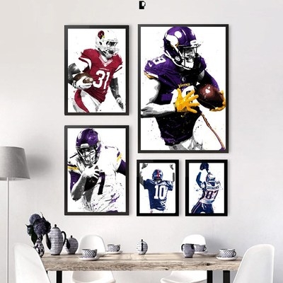 墙壁有框画挂画装饰海报nfl美式足球橄榄球大联盟球星体育超级碗