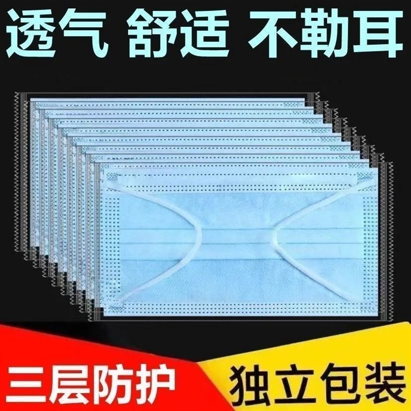 一次性口罩大人口罩成人男女三层防护含熔喷布防雾霾异味防飞沫