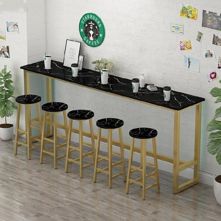 简易长条桌经济型休闲吧炸鸡店高台桌玄关桌木质窄条桌宽30白橡木