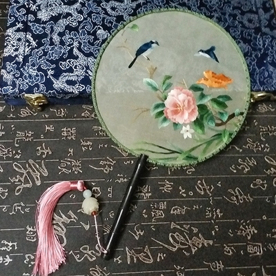苏州苏绣成品刺绣扇子双面绣手工团扇中宫扇圆扇国风送老外礼品