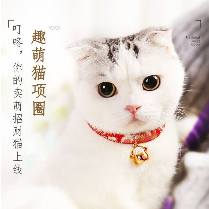 猫咪和风项圈带铃铛招财猫铃铛项圈宠物猫狗饰品手工铃铛日式项圈