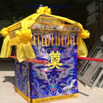 白喜事花轿轿子殡葬丧事用品抬骨灰盒棺材送灵铁艺折叠定做木头轿