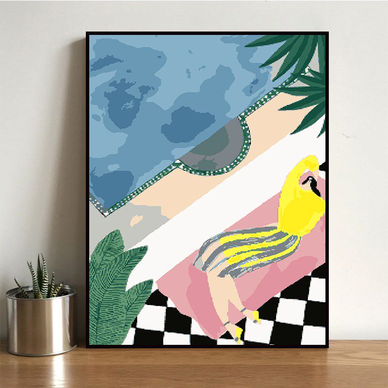 数字画填色个性颜色手工涂色油彩画人物女生挂墙中式油画填充装饰