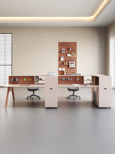 简单的现代双人2/4人6四屏工作站员工办公桌和椅子财务桌