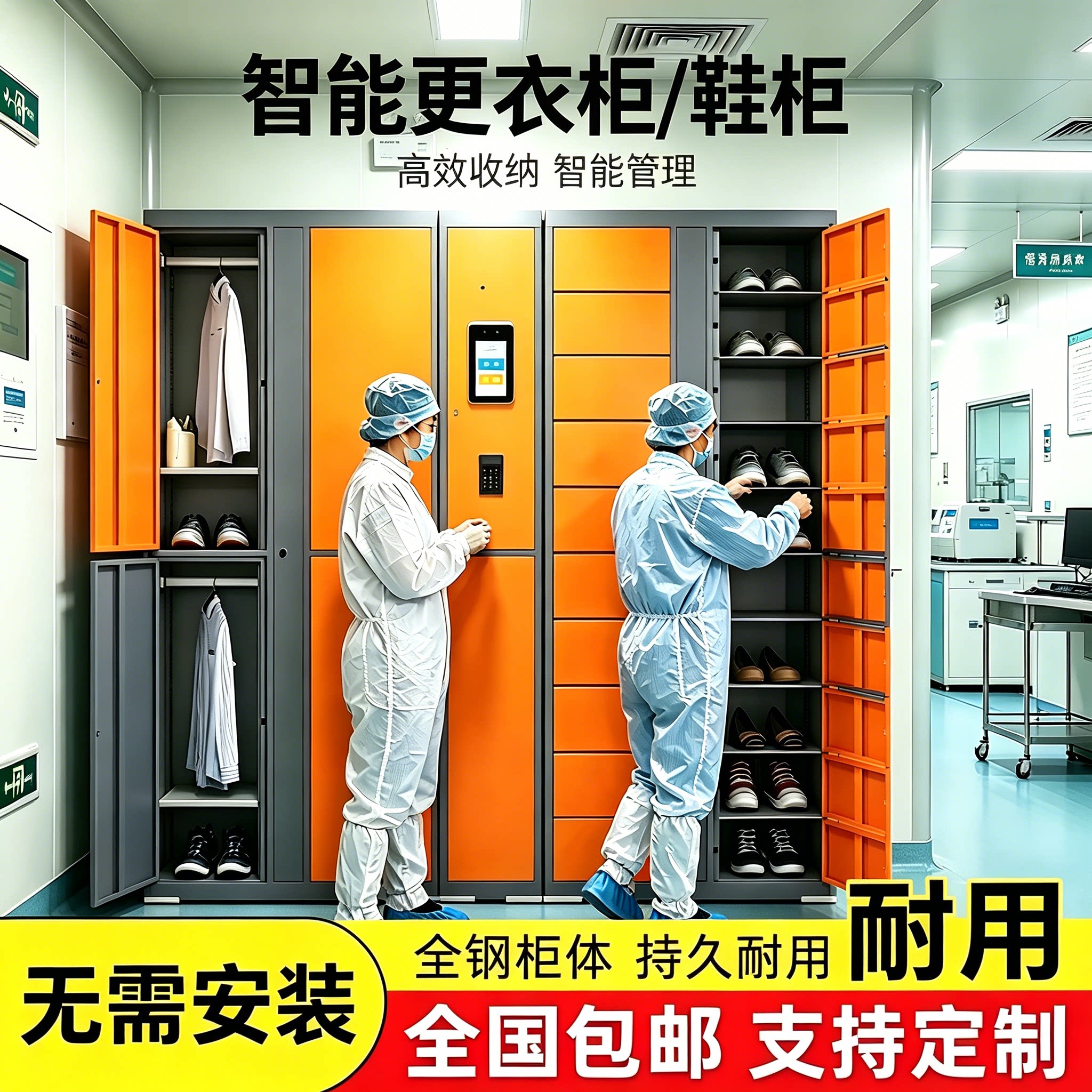 冠度健身房智能更衣柜无尘车间员工刷卡鞋柜煤矿洗衣房人脸识别柜