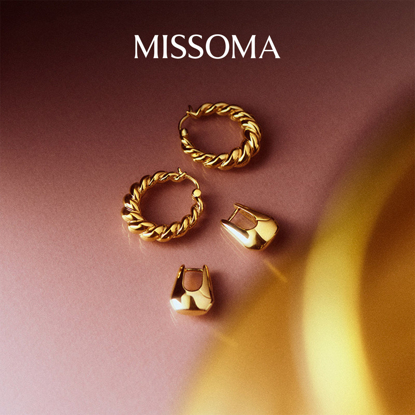 【金靖同款】Missoma金色迷你拧绳耳环小众设计银镀18k金耳饰耳圈