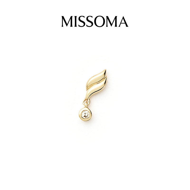 Missoma 14K金系列钻石水波纹耳钉单只金色小众独特精致时尚耳饰