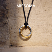 辛芷蕾同款 Missoma金银双生复古双圈黑绳项链新年礼物