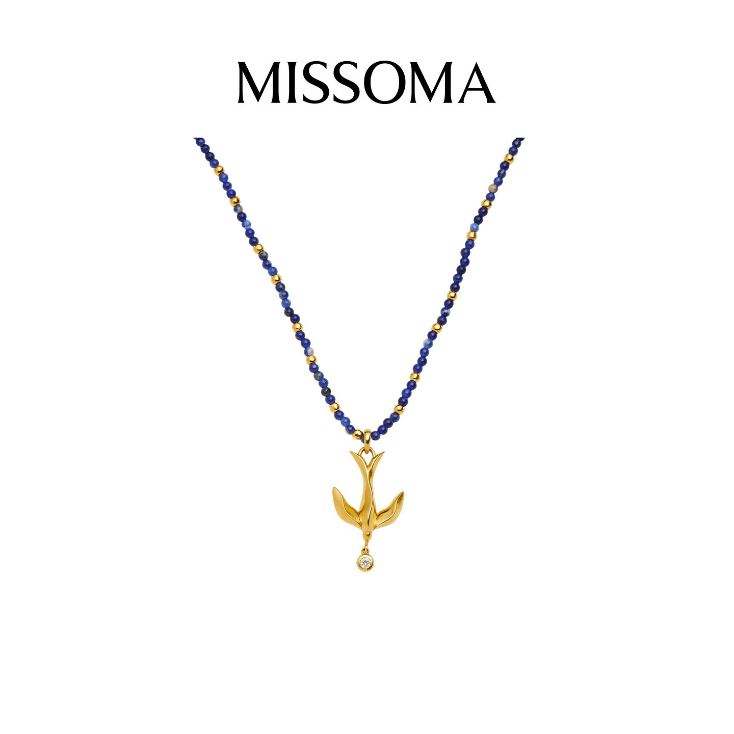 Missoma 蓝色方钠石串珠展翅珍藏项链高级感小众设计饰品