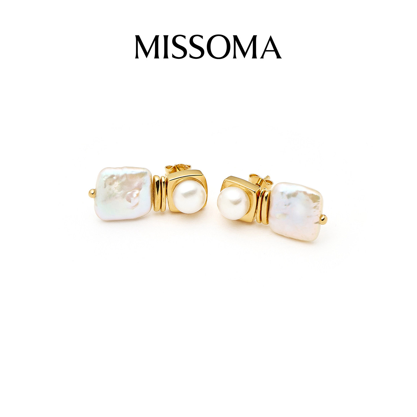 【张婧仪同款】Missoma纽扣珍珠吊坠耳环简约设计感耳坠小众轻奢